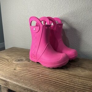 Crocs Handle It Kids Rain Boots Pink Crush Size 8C